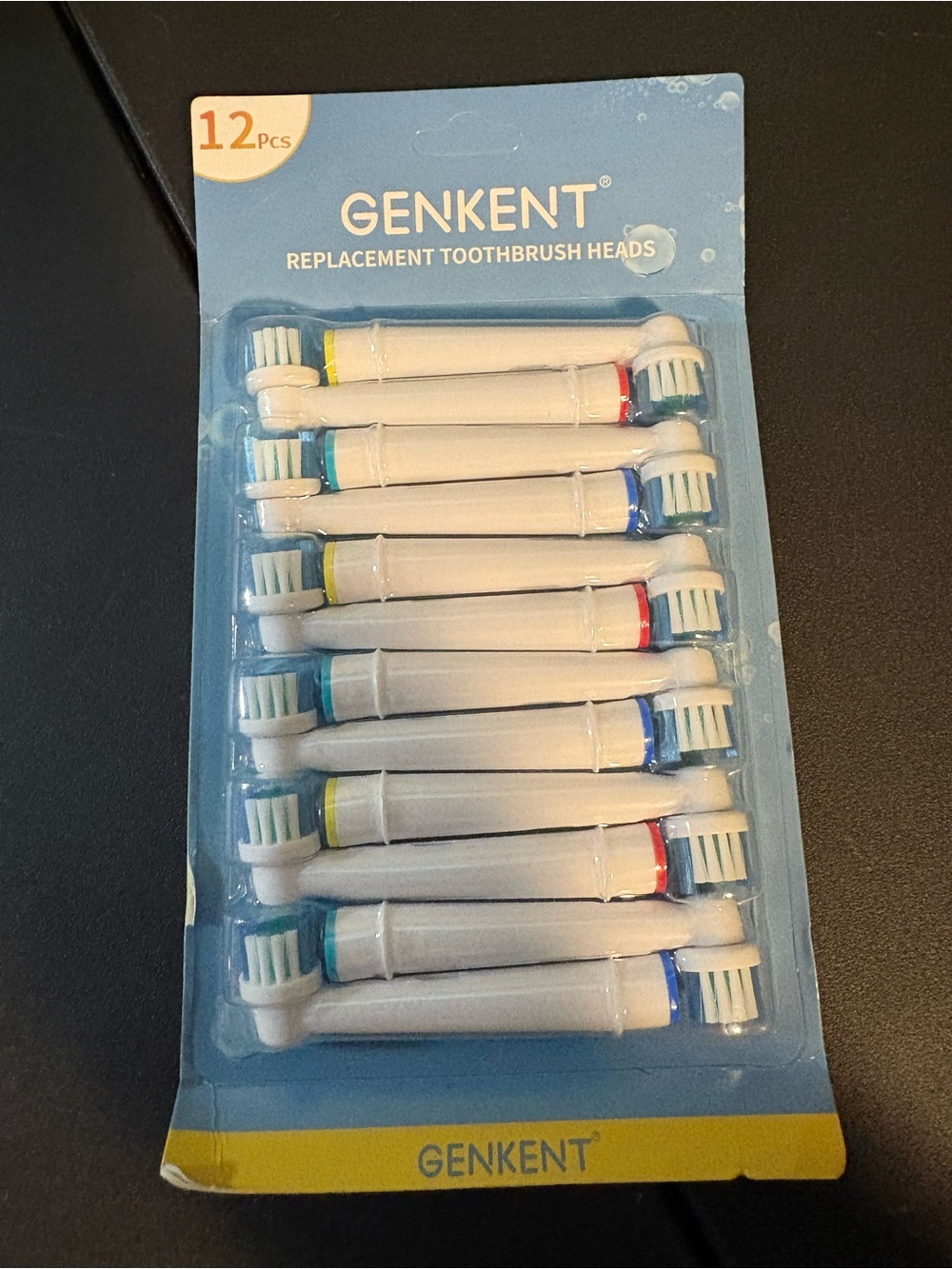 White Replacement Toothbrush Heads with Colored Rings - 12 Pack